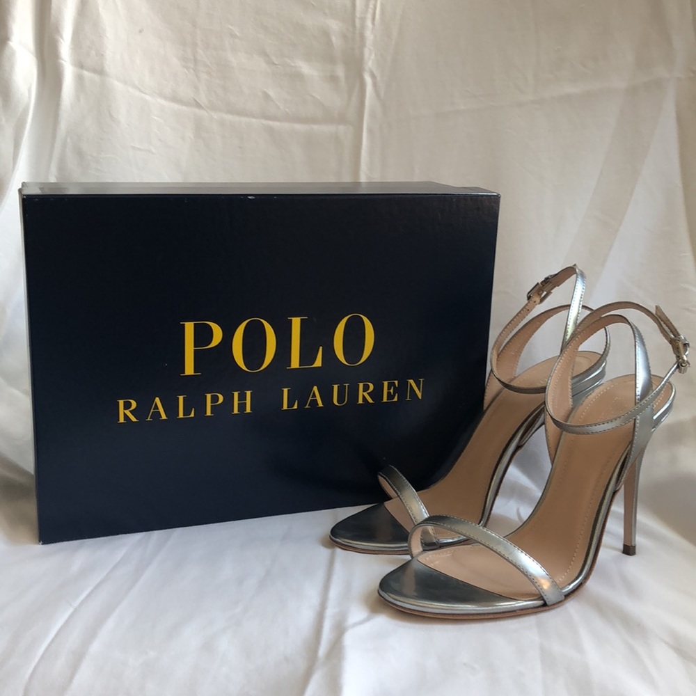 Ladies Polo Ralph Lauren Silver ankle strap sandal